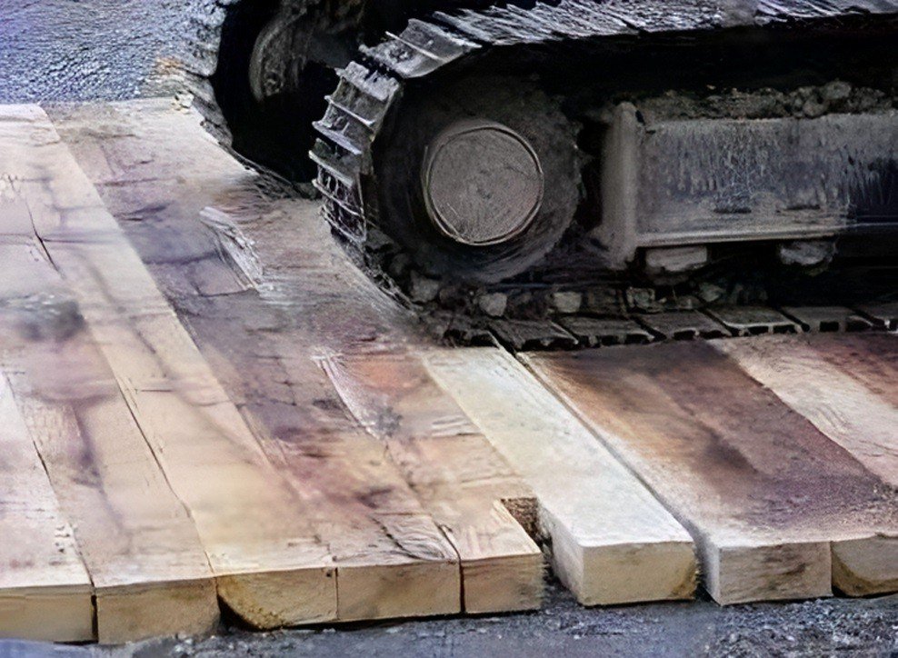 Non slip solution for tires of heavy vehicles using wooden mats Wooden Mats are the best Non-Slip Solution for tires