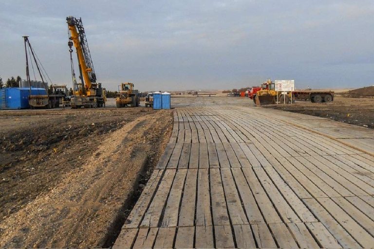 Road stabilisation for heavy construction equipment Road stabilisation for heavy construction equipment